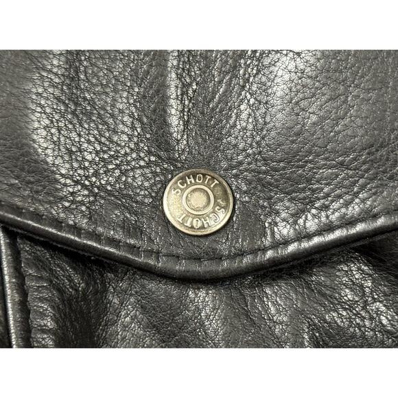 Vintage Harley Davidson Schott Jacket Mens 38 Black Leather Bomber 2000s A-2 - Picture 10 of 16